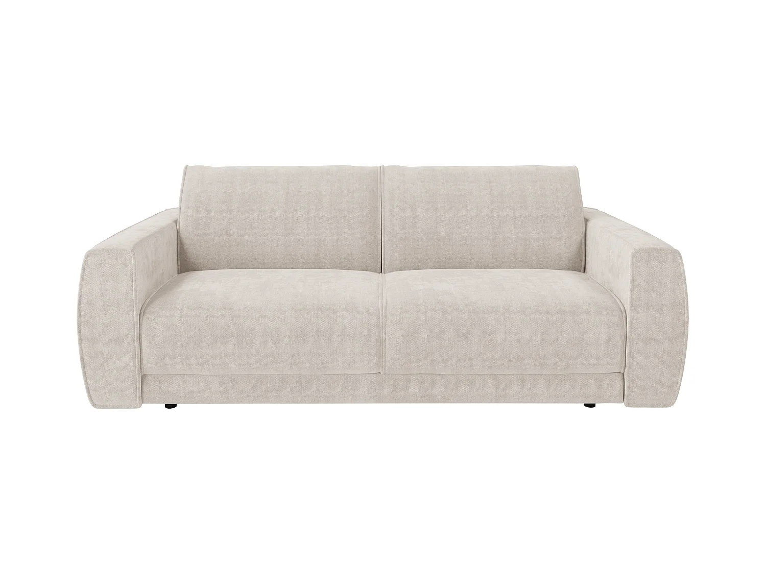 Canapé 3 places convertible express en tissu chenille beige - Couchage 140 cm - Matelas 16 cm VOMERA de Maison Céphy