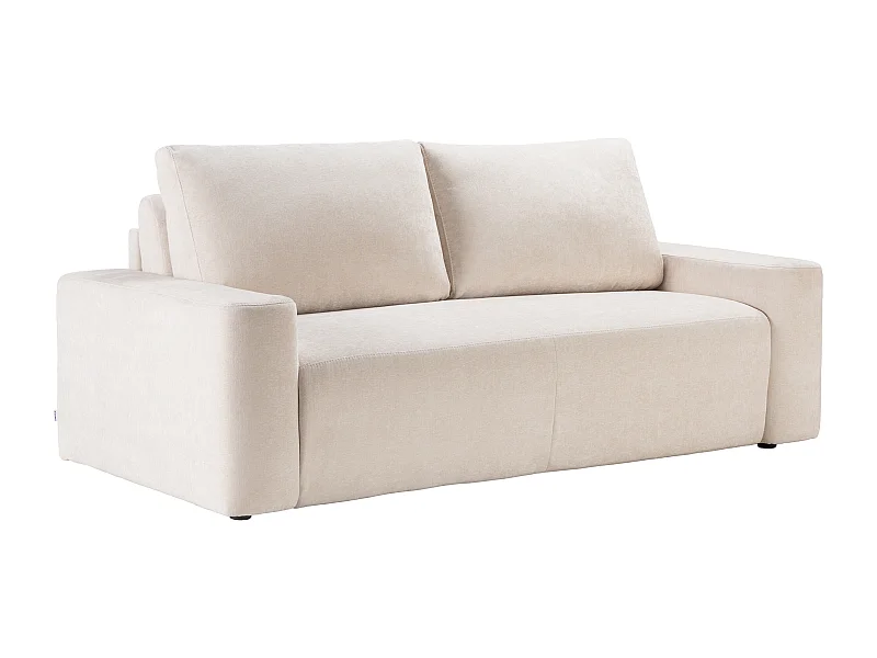 Canapé 3 places convertible express en tissu texturé beige - Couchage 140 cm - Matelas 13 cm DAVISO