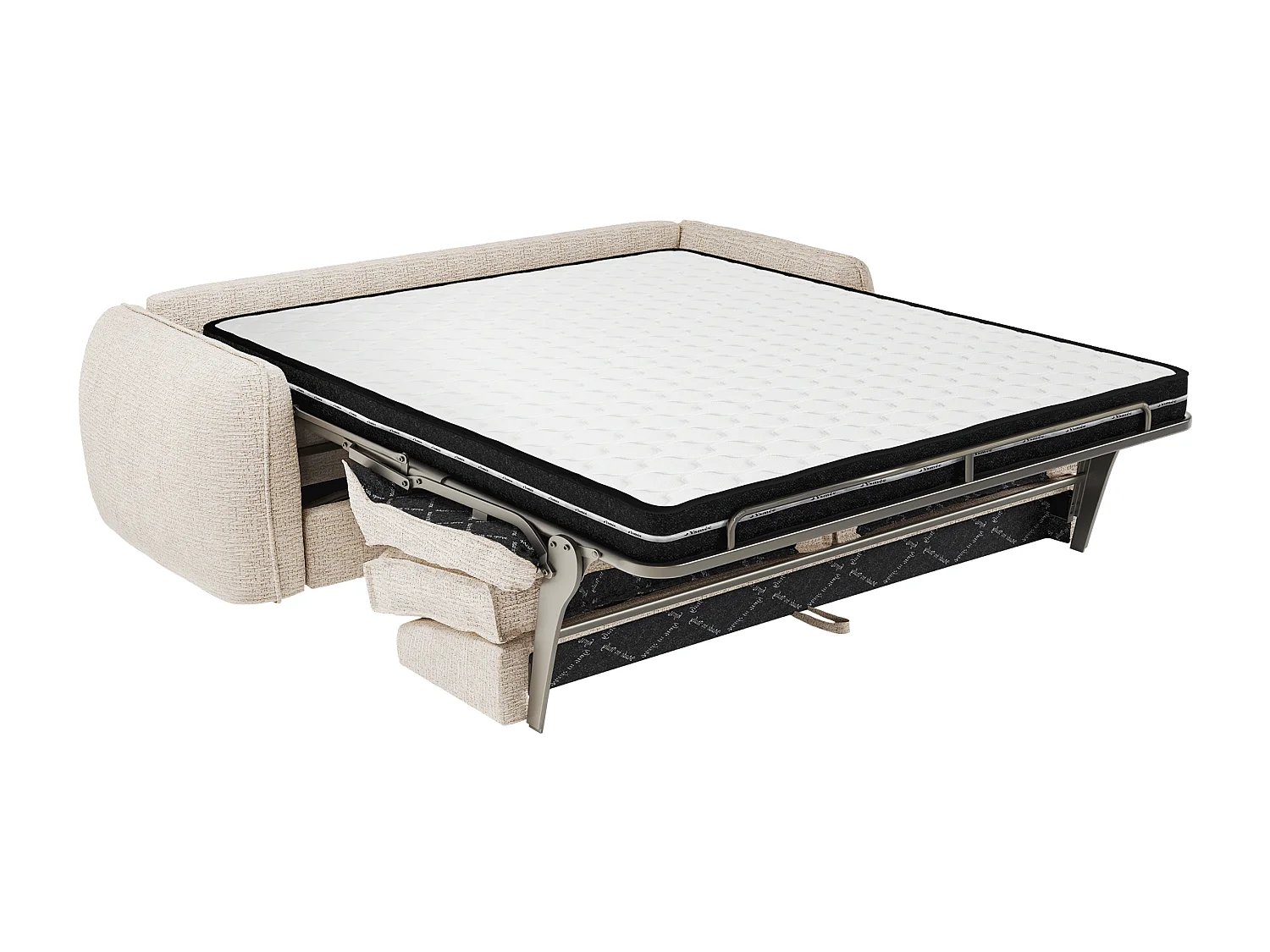 Canapé 4 places convertible express en tissu chenille beige - Couchage 160 cm - Matelas 13 cm SELIVO de Maison Céphy