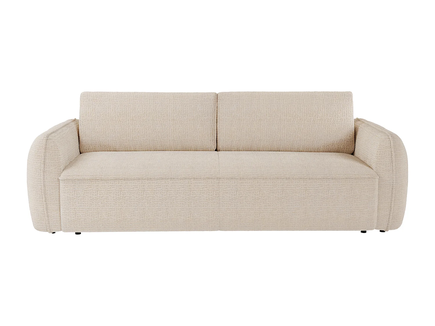 Kanapa  4-osobowa rozkładana z beżowej tkaniny szenilowej - Powierzchnia spania 160 cm - Materac 13 cm SELIVO od Maison Céphy