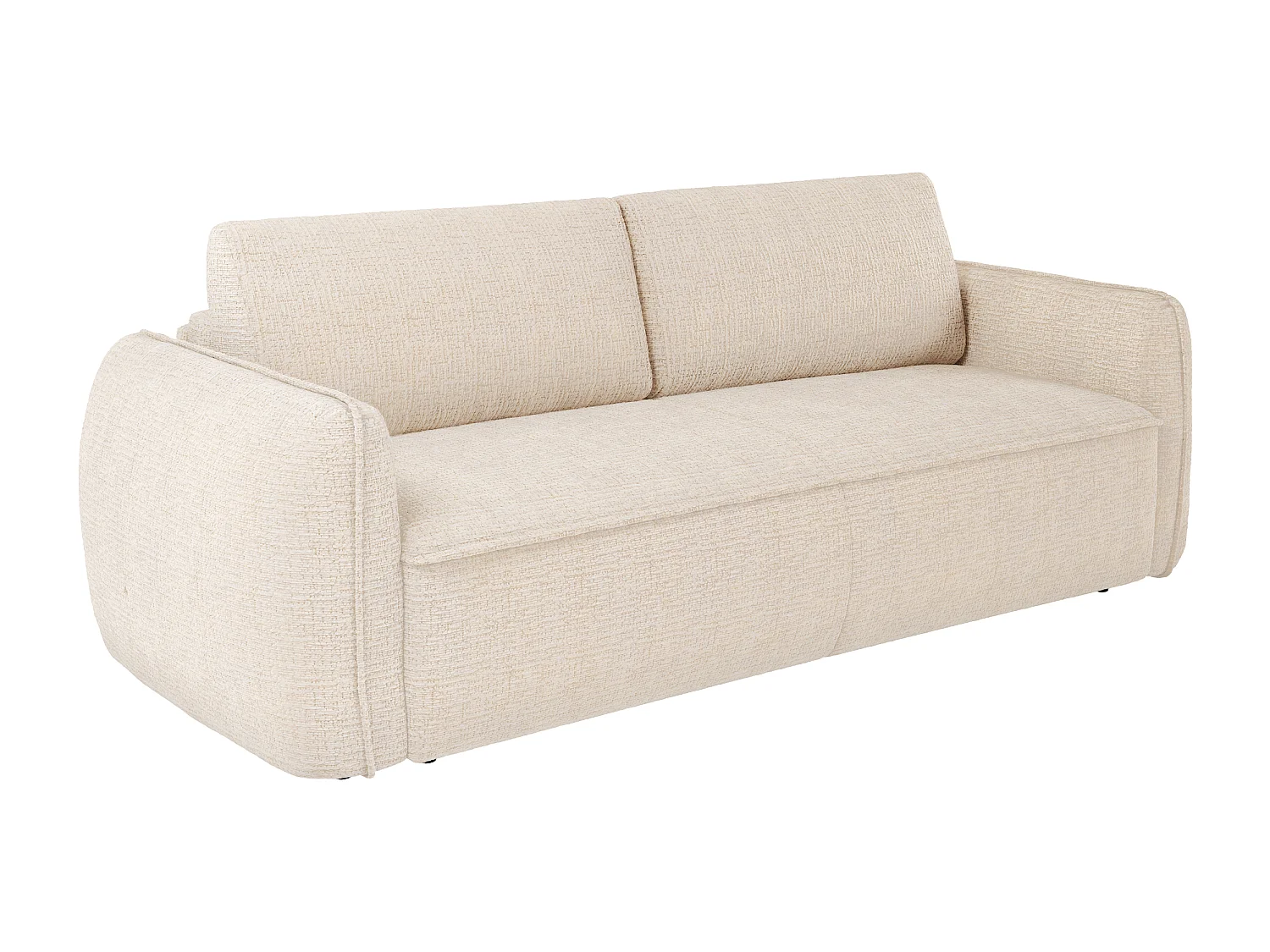 Canapé 3 places convertible express en tissu chenille beige - Couchage 140 cm - Matelas 16 cm SELIVO de Maison Céphy