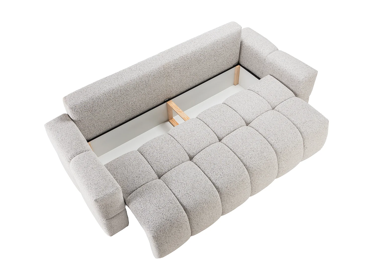 Canapé 3 places convertible en tissu chiné gris clair ISSORO