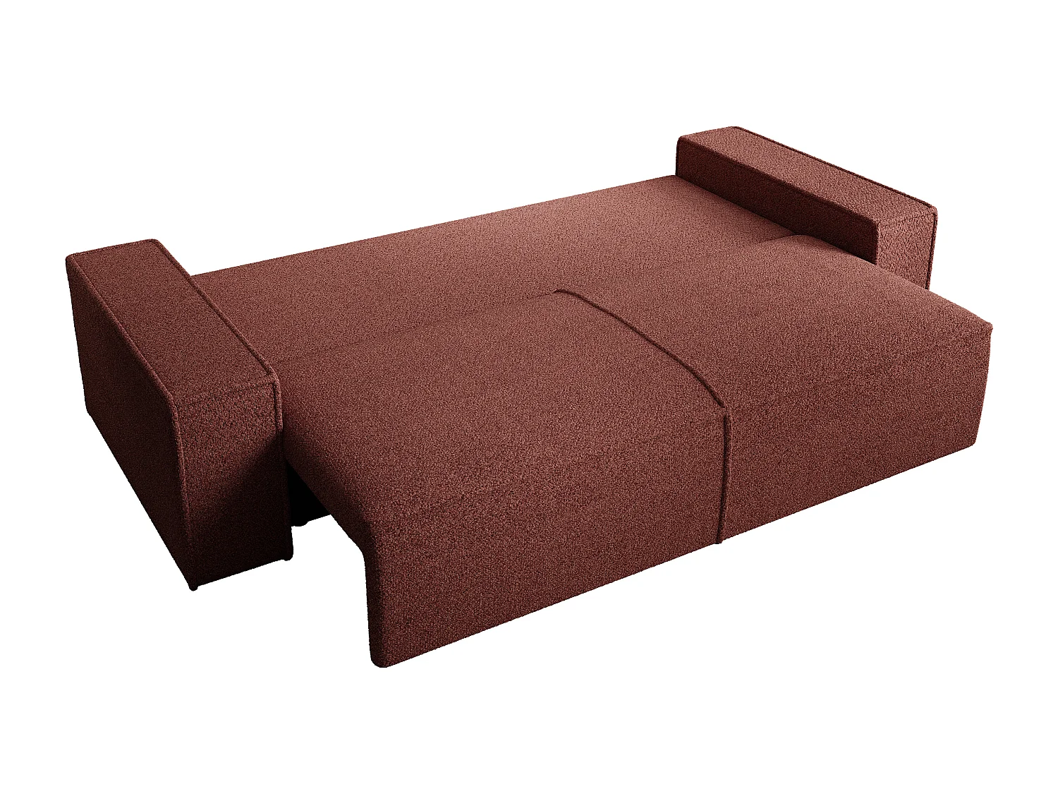 Canapé 4 places convertible en tissu chenille bordeaux AMELIA