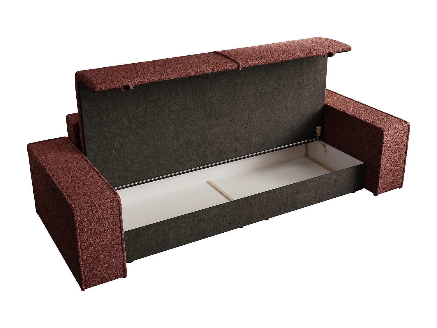 Canapé 4 places convertible en tissu chenille bordeaux AMELIA