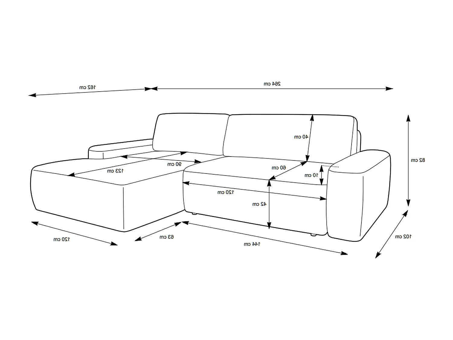 Sofá rinconera izquierda convertible en chenilla burdeos DAVISO