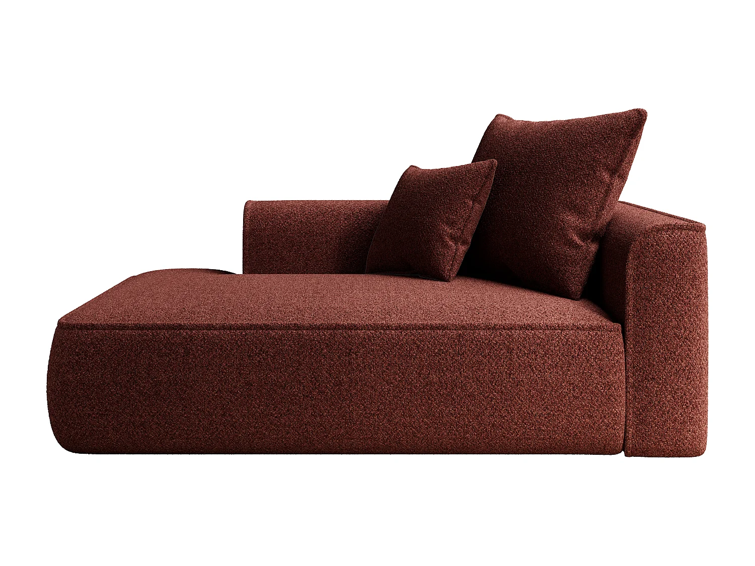 Méridienne gauche en tissu chenille bordeaux PINETA