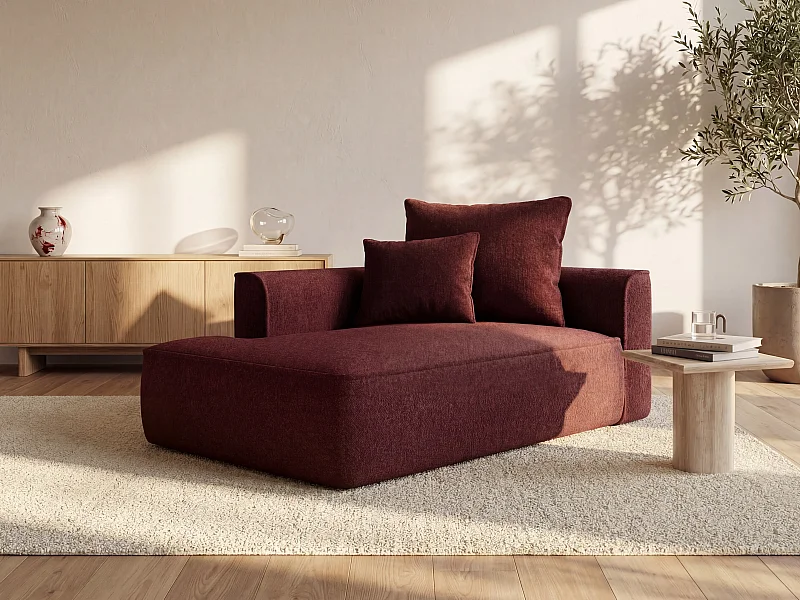 Méridienne gauche en tissu chenille bordeaux PINETA