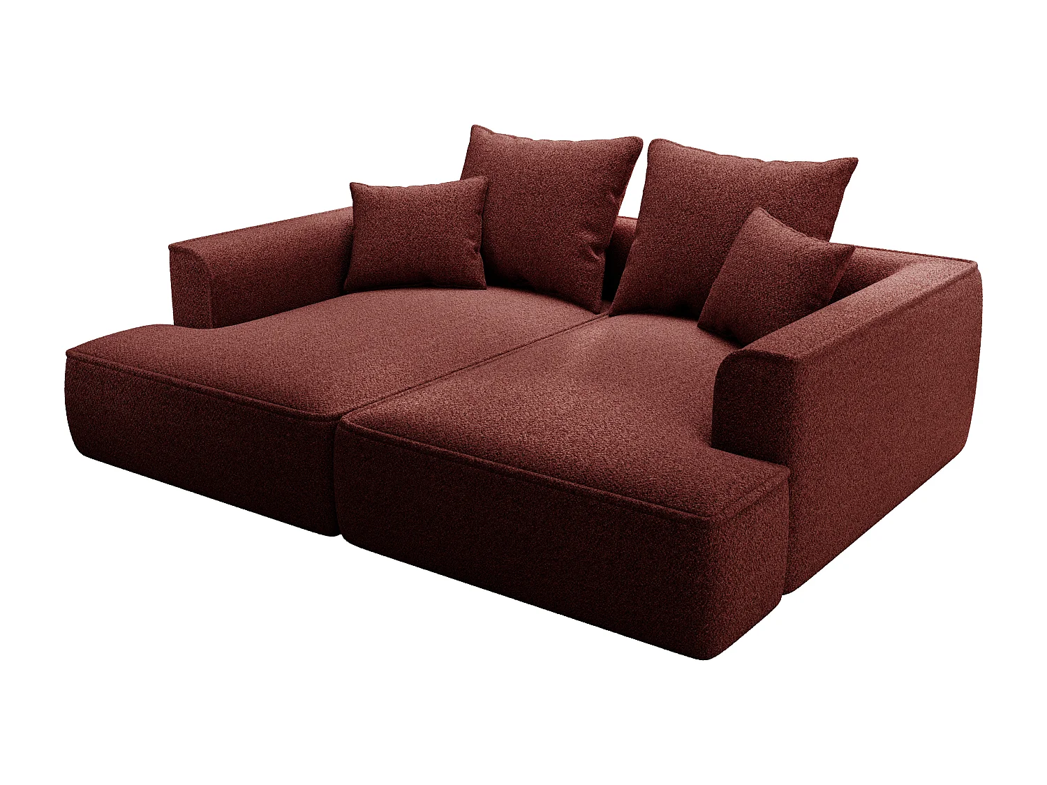 Canapé 3 places confort assise profonde en tissu chenille bordeaux PINETA