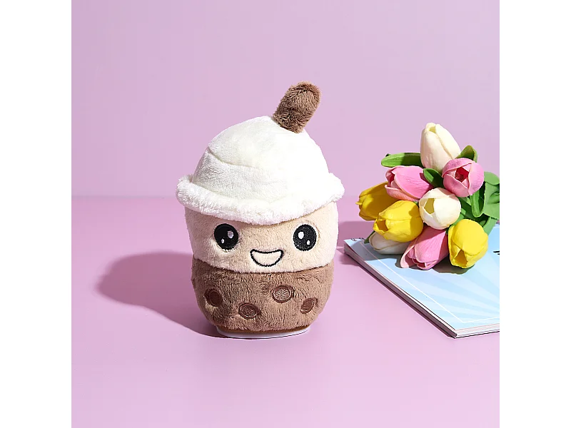 Peluche Bubble Tea Parlant Anime Kawaii Marron