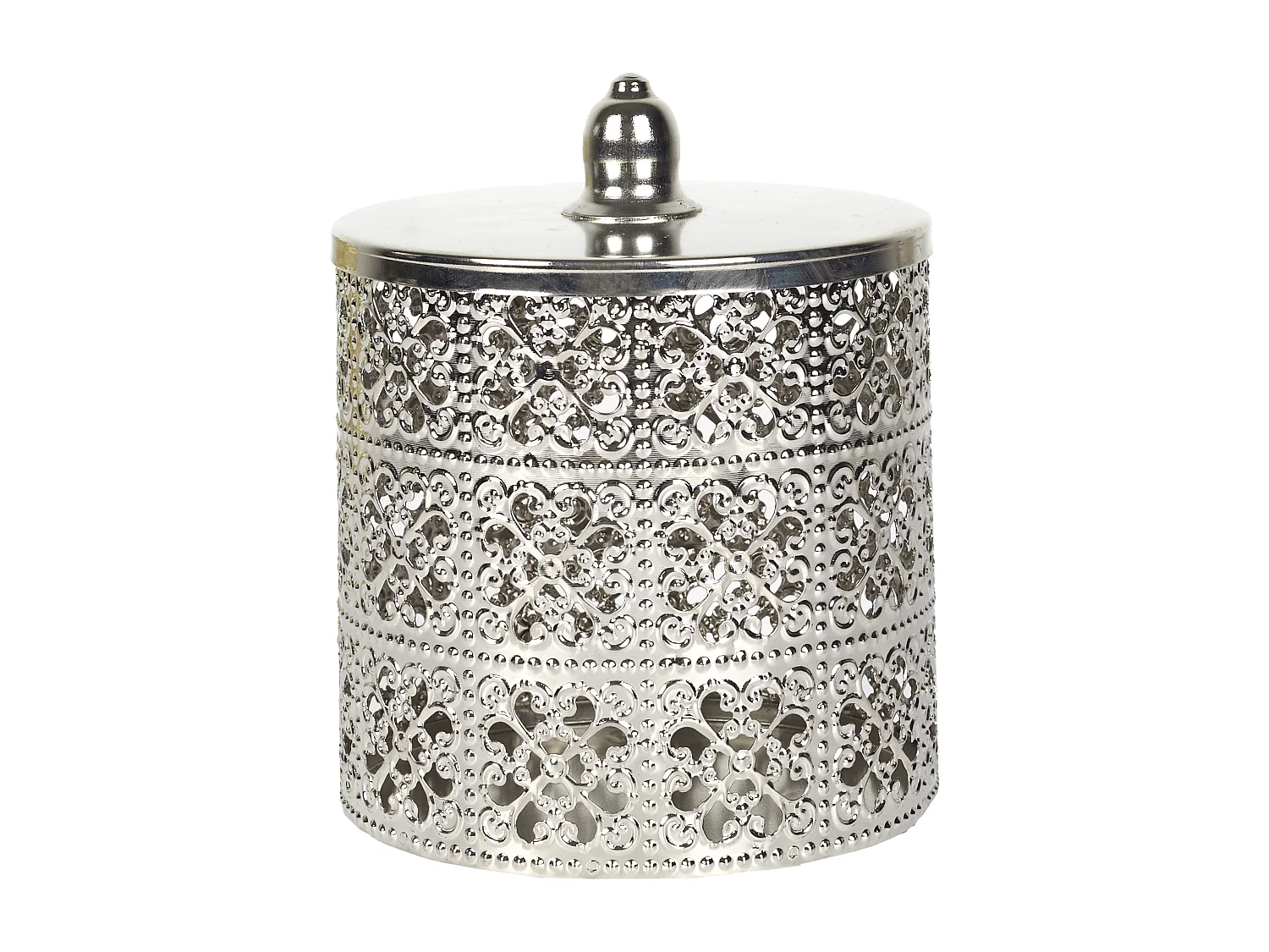 Boite Deco Argentee Avec Couvercle H13.5cm Argent