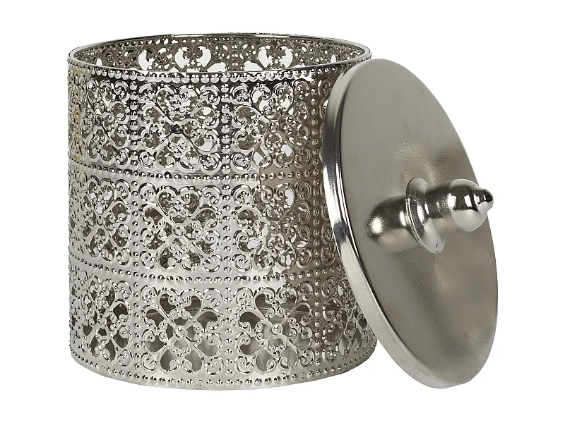 Boite Deco Argentee Avec Couvercle H13.5cm Argent