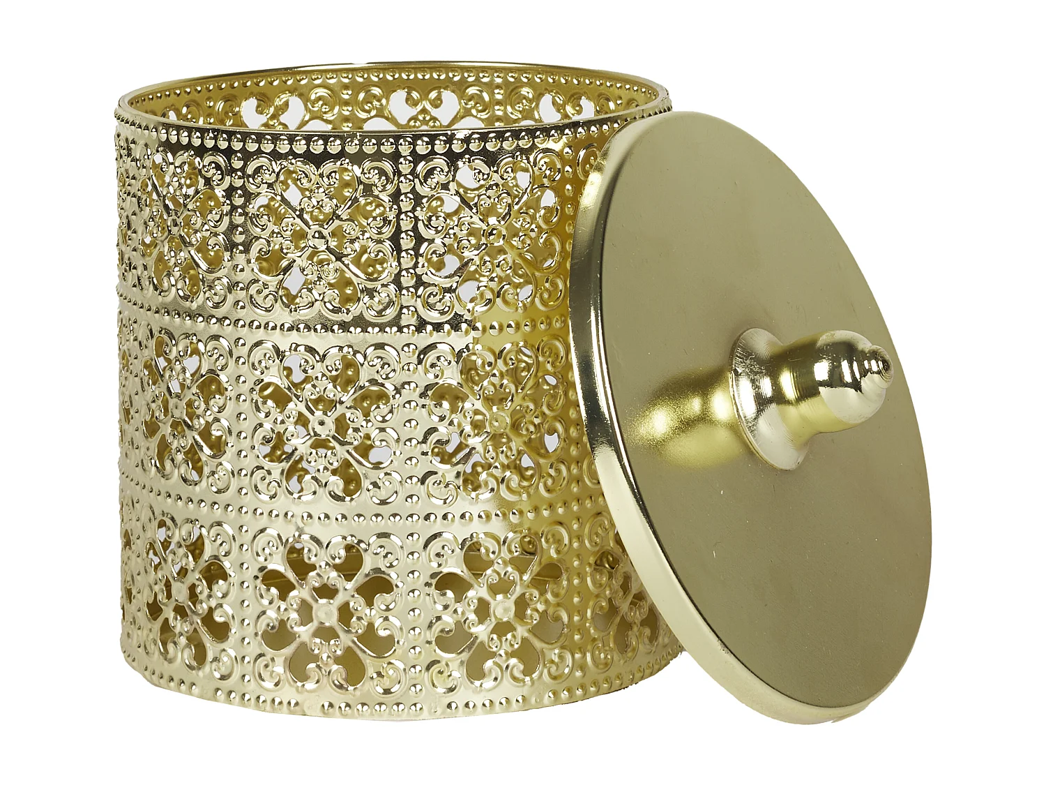 Boite Deco Doree Avec Couvercle H13.5cm Or