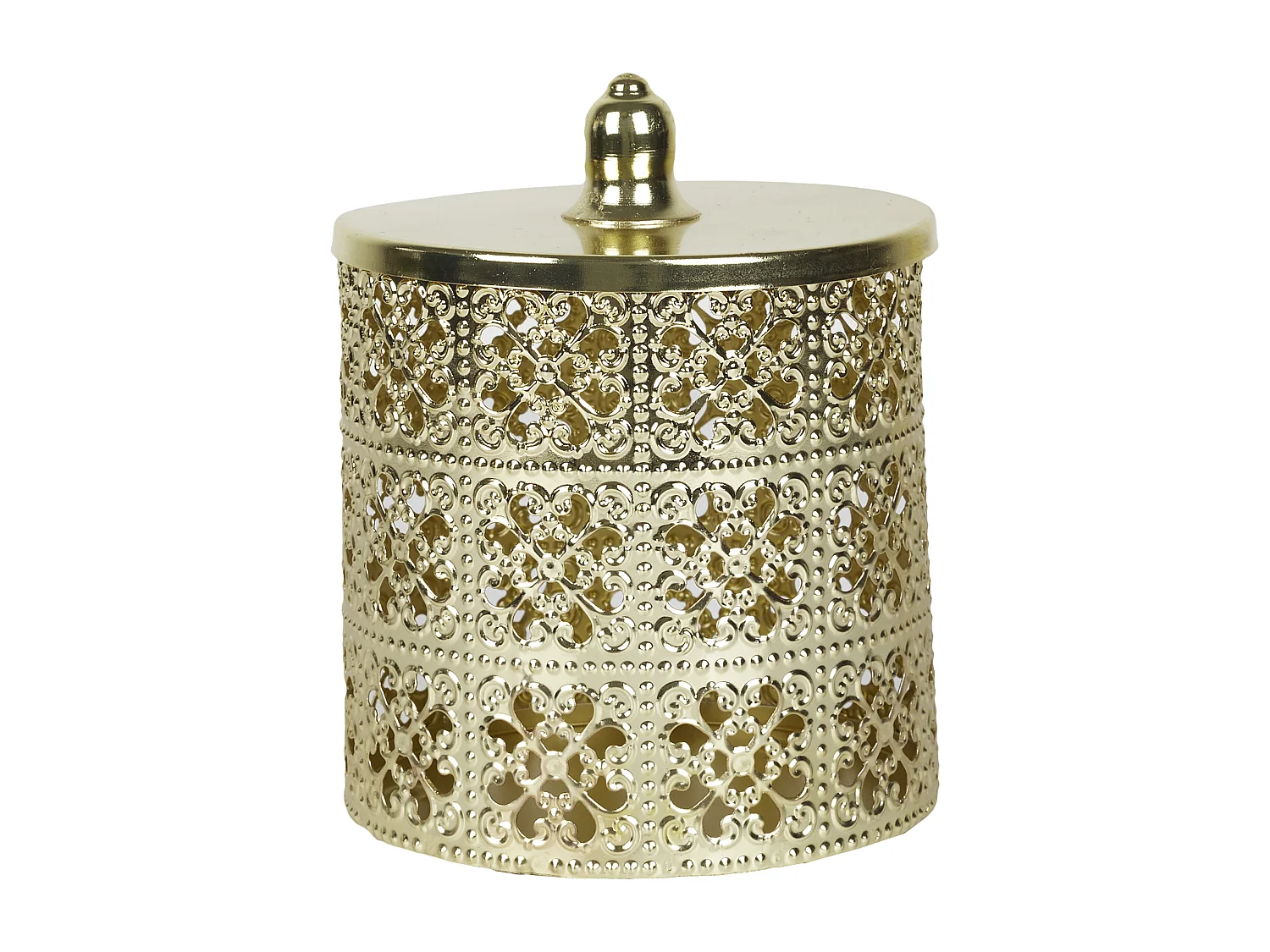 Boite Deco Doree Avec Couvercle H13.5cm Or