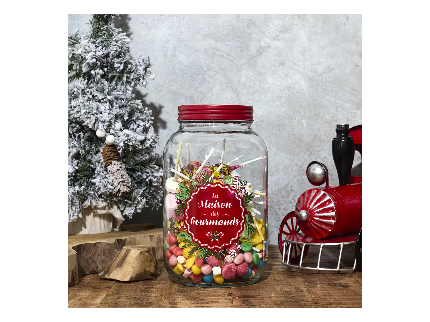 Bocal En Verre Noel Tradi 3l Transparent, Rouge, Multicolore