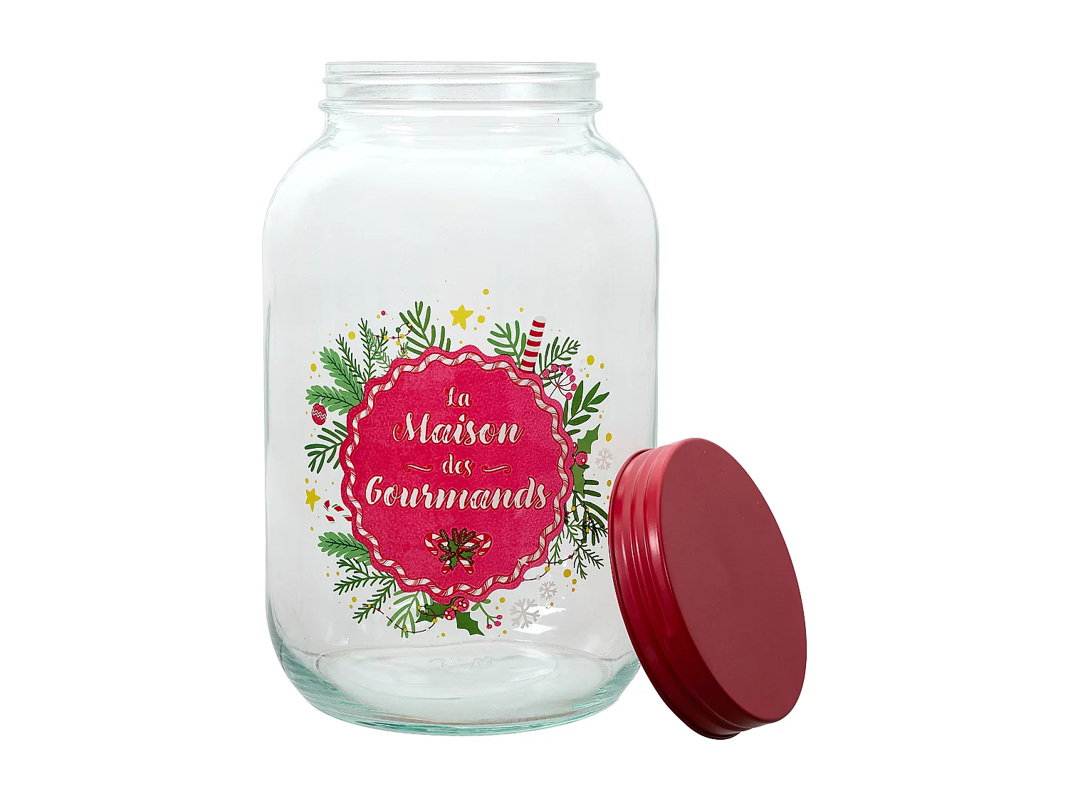 Bocal En Verre Noel Tradi 3l Transparent, Rouge, Multicolore