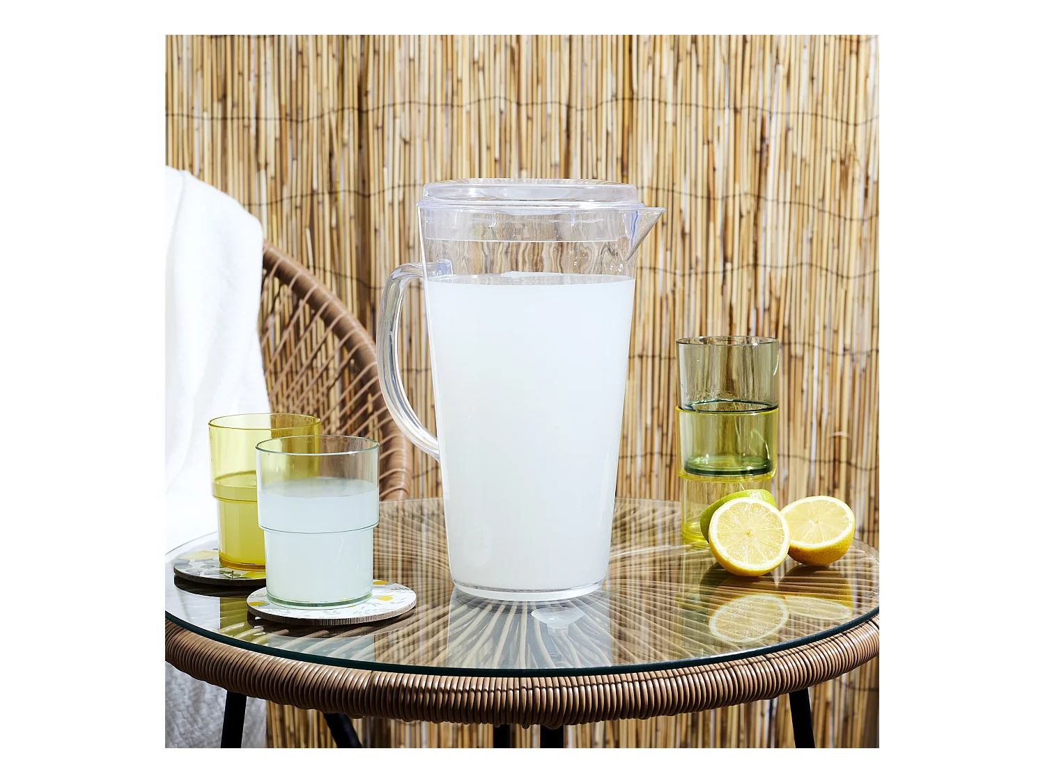 Pichet & 4 Verres "Bain de Soleil" 25cm Transparent