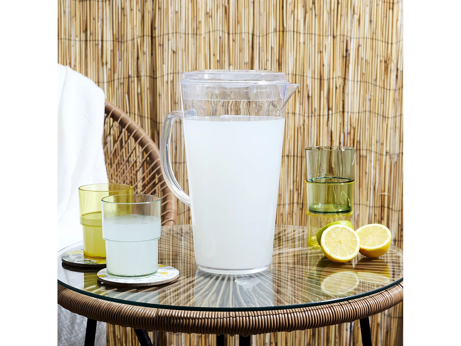 Pichet & 4 Verres "Bain de Soleil" 25cm Transparent