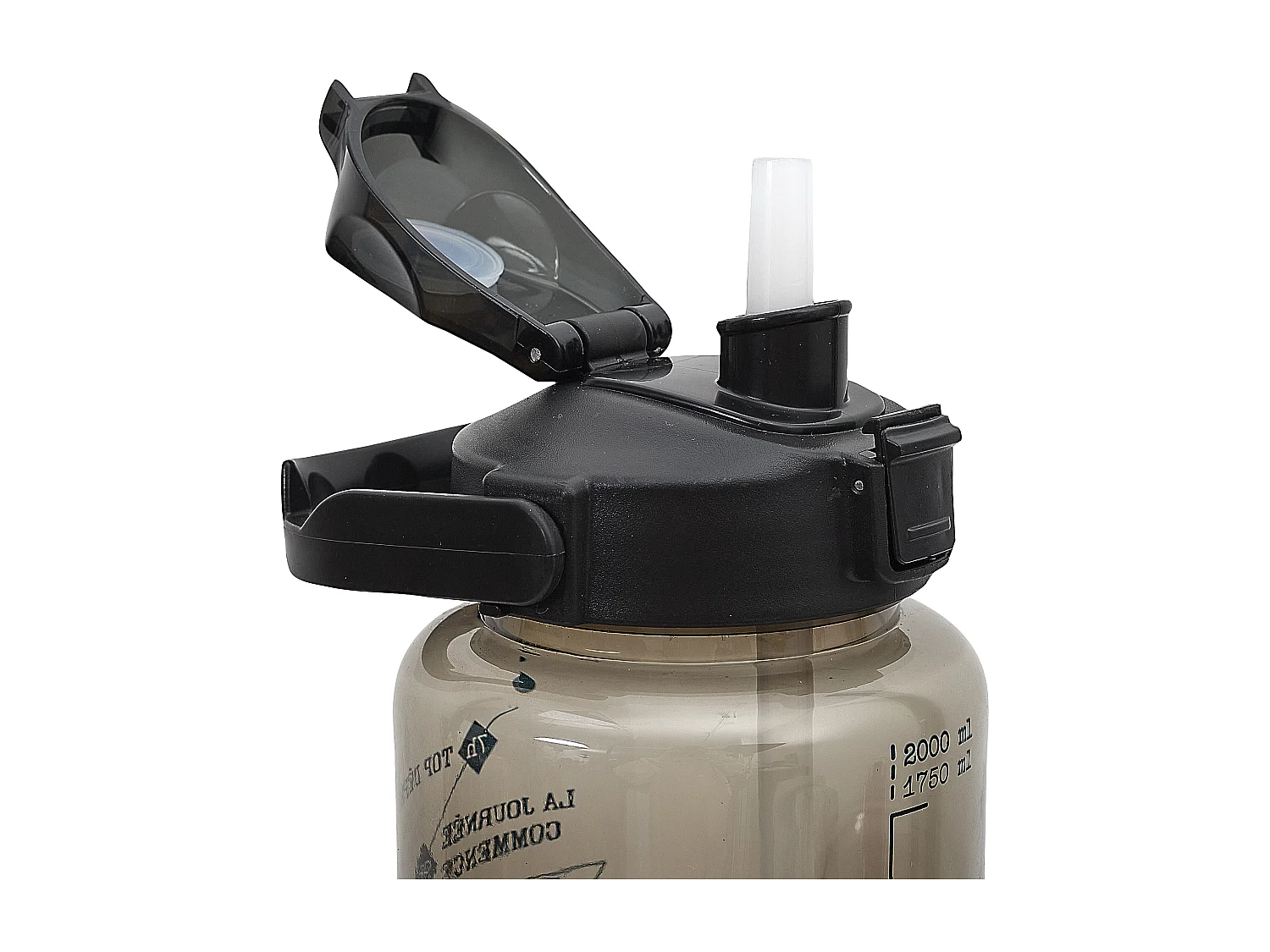 Bouteille Motivation Transparente Noire 2l Noir, Transparent