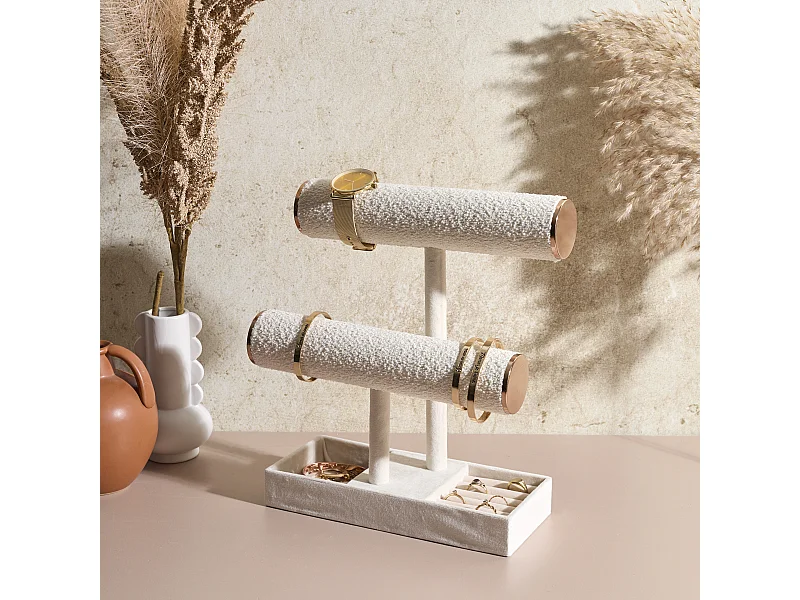 Porte Bijoux Bouclette Double Blanc