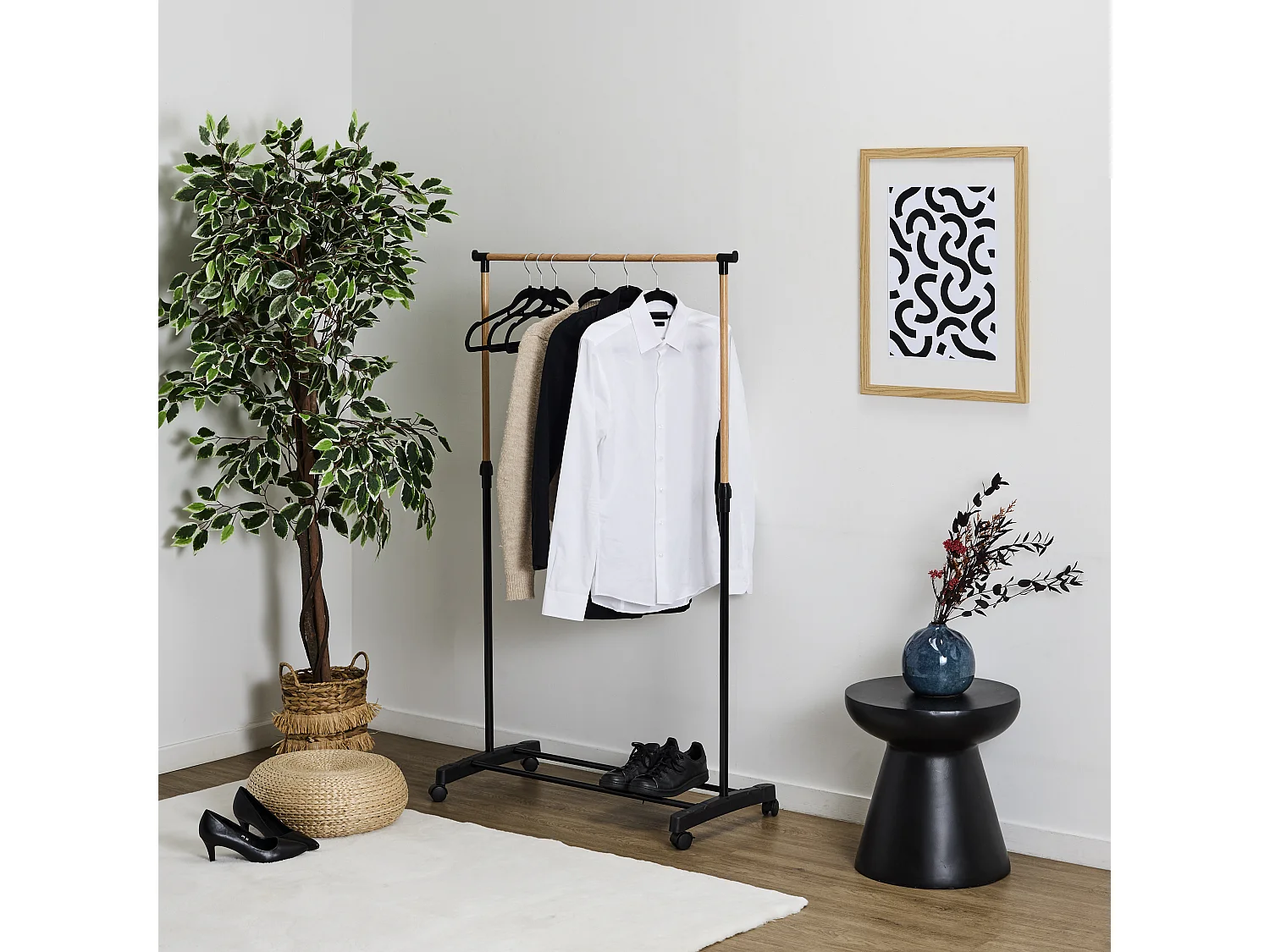 Portant Effet Bois Roulette