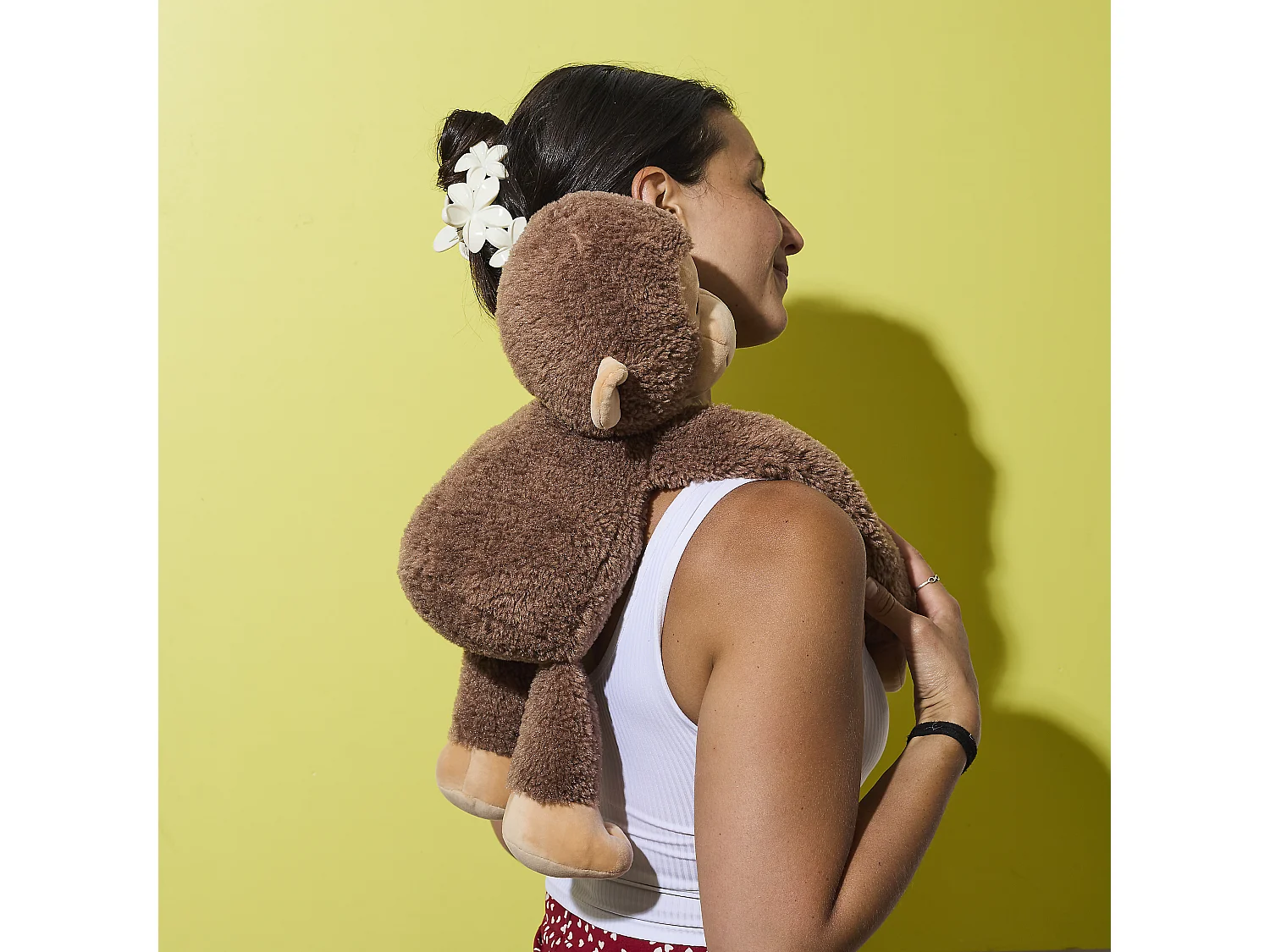 Peluche Singe Calin Lestee Marron