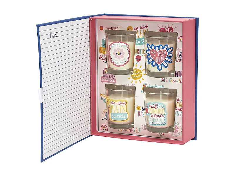 Bougie Parfumee X4 Coffret Merci Bleu