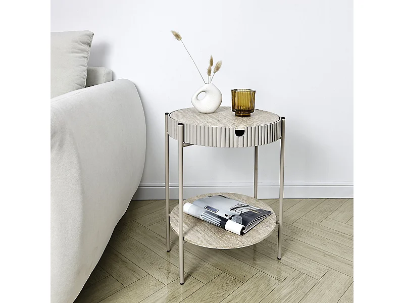 Table Rangement Terra Nova Blanc, Beige