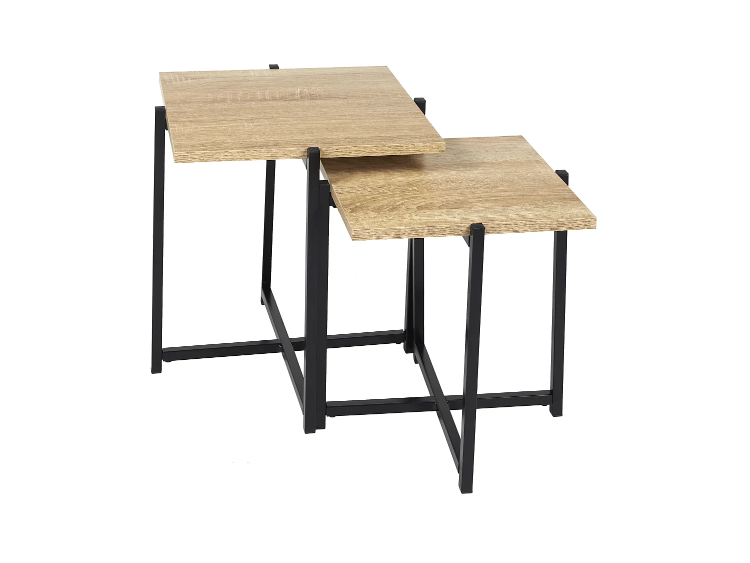 Table Gigogne X2 Loka Marron, Noir