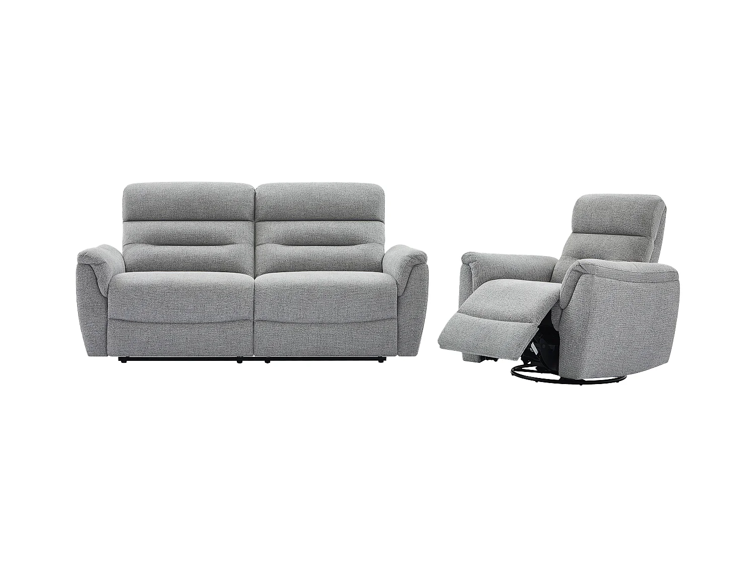 3-seters sofa og elektrisk lenestol i teksturert grått stoff BREVIO