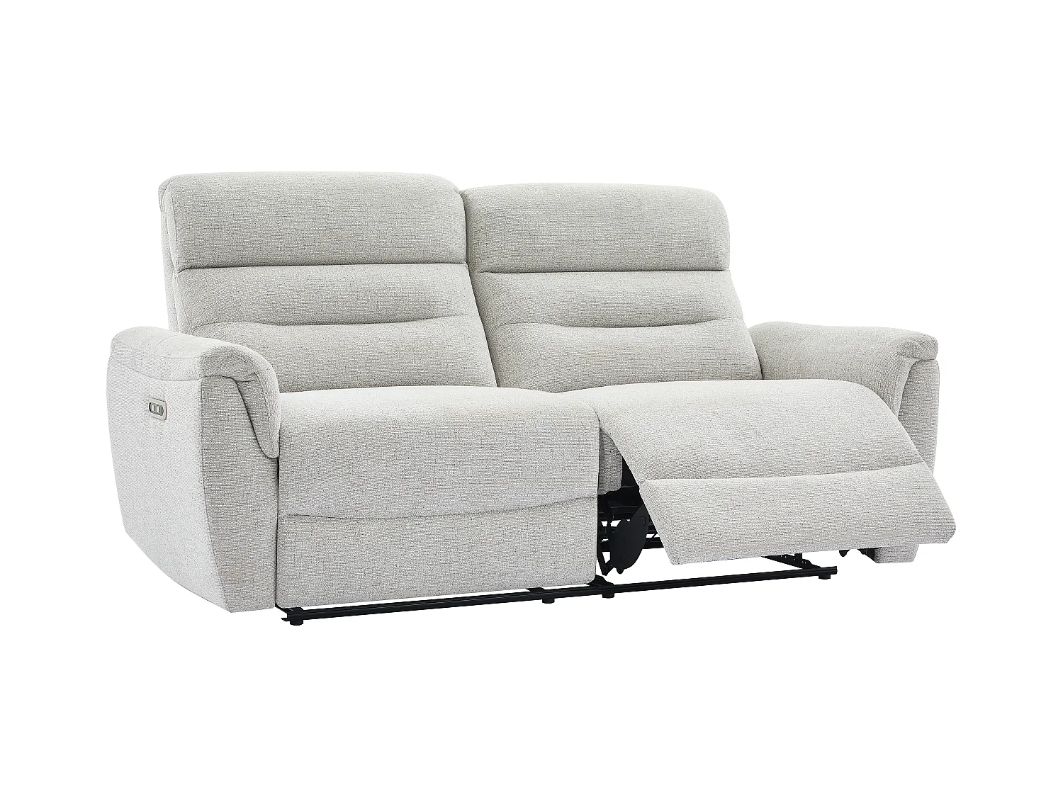 3-seters sofa og elektrisk hvilestol i lysegrått strukturert stoff BREVIO
