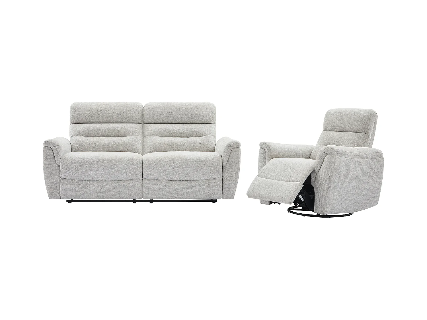 3-seters sofa og elektrisk hvilestol i lysegrått strukturert stoff BREVIO