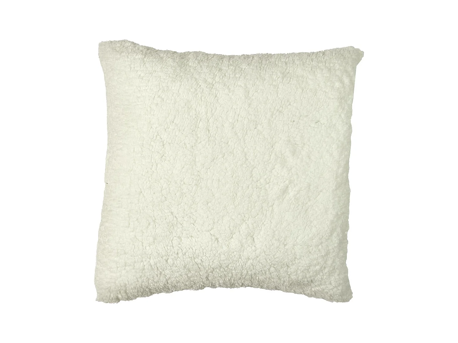 Coussin Imprime Et Sherpa Blanc 40x40cm Blanc