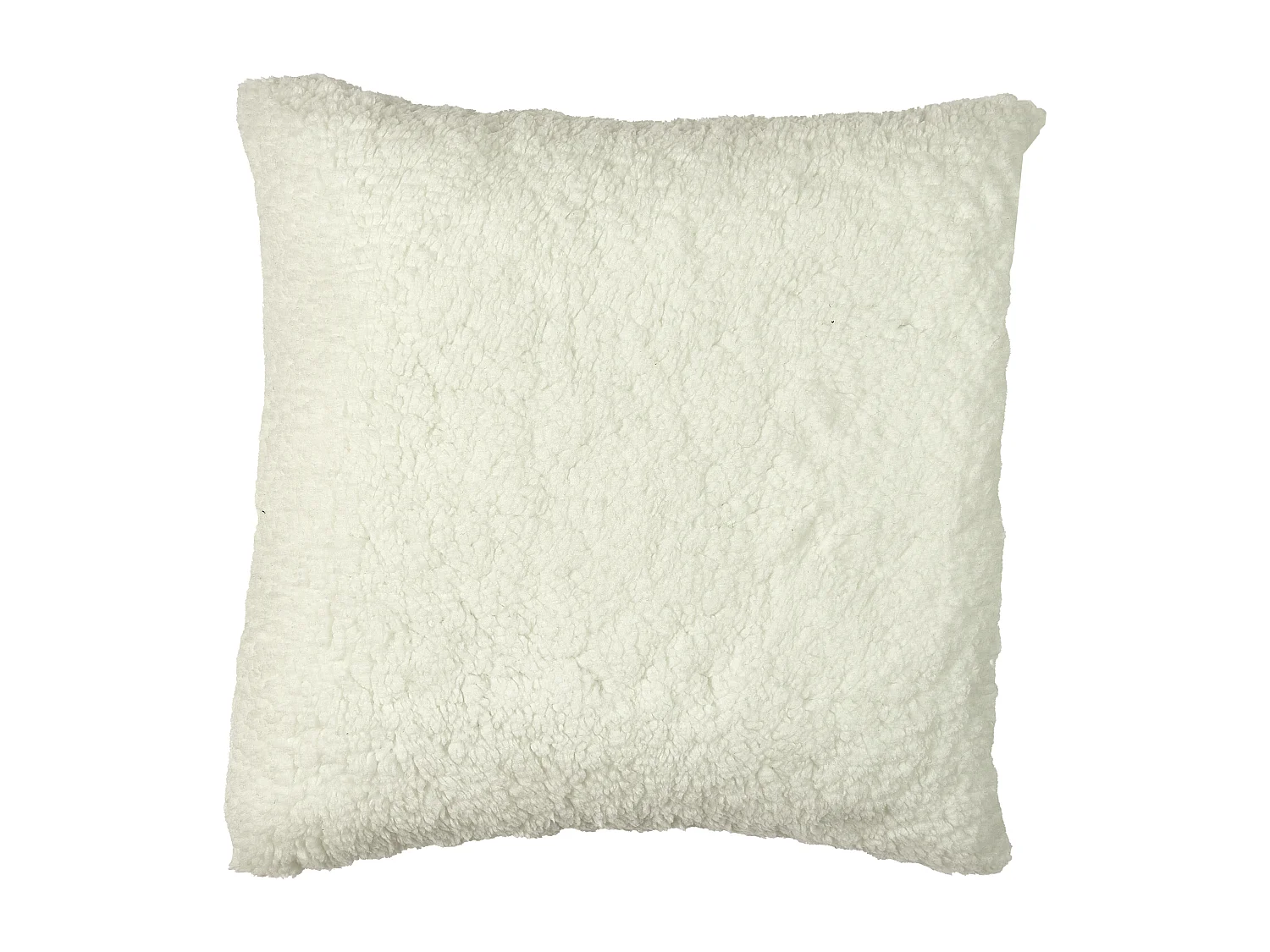 Coussin Imprime Et Sherpa Blanc 40x40cm Blanc