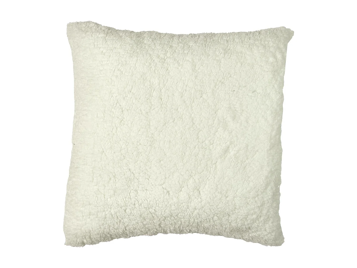 Coussin Imprime Et Sherpa Blanc 40x40cm Blanc