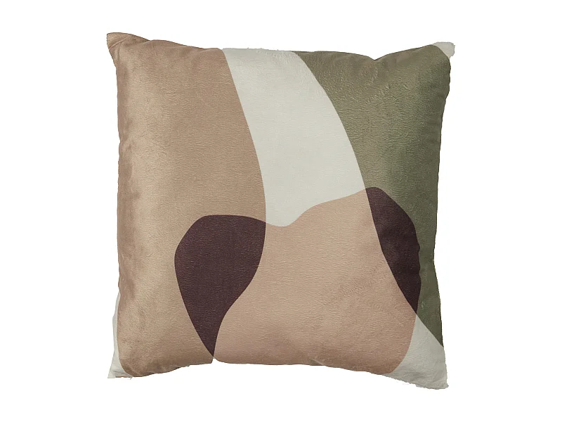 Coussin Imprime Et Sherpa Blanc 40x40cm Blanc