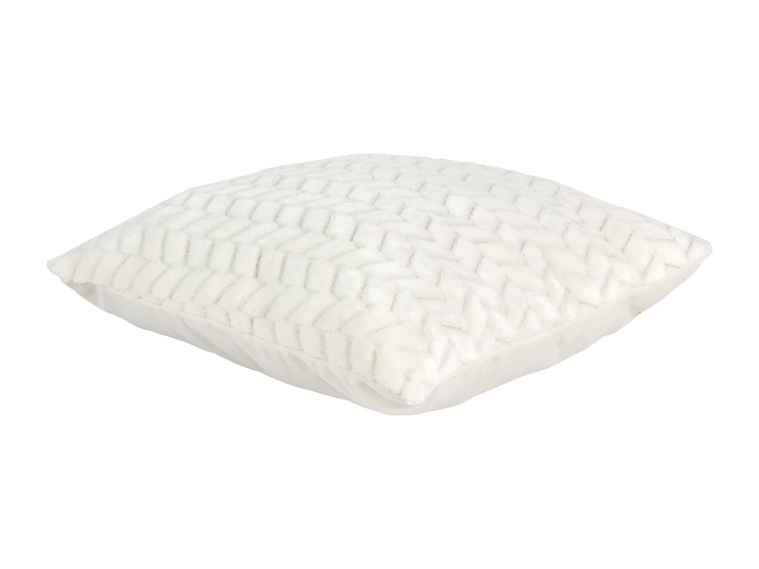 Coussin Imit Fourrure Blanc Chevron Cuttes 40x40cm Blanc