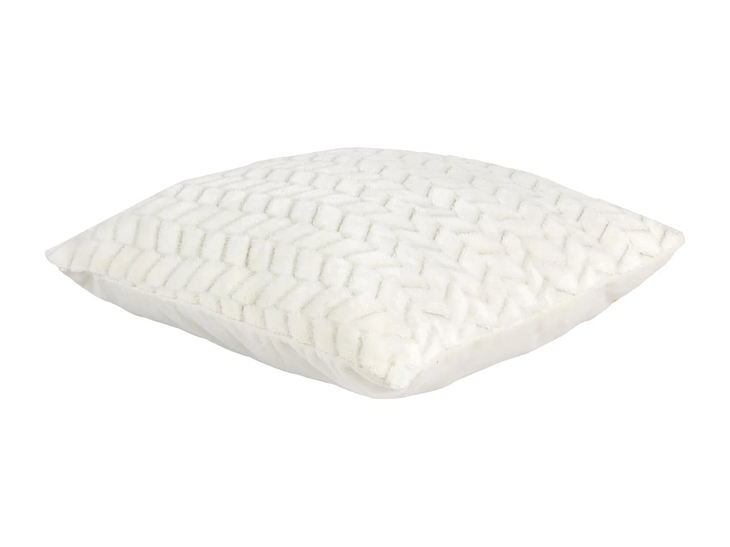 Coussin Imit Fourrure Blanc Chevron Cuttes 40x40cm Blanc