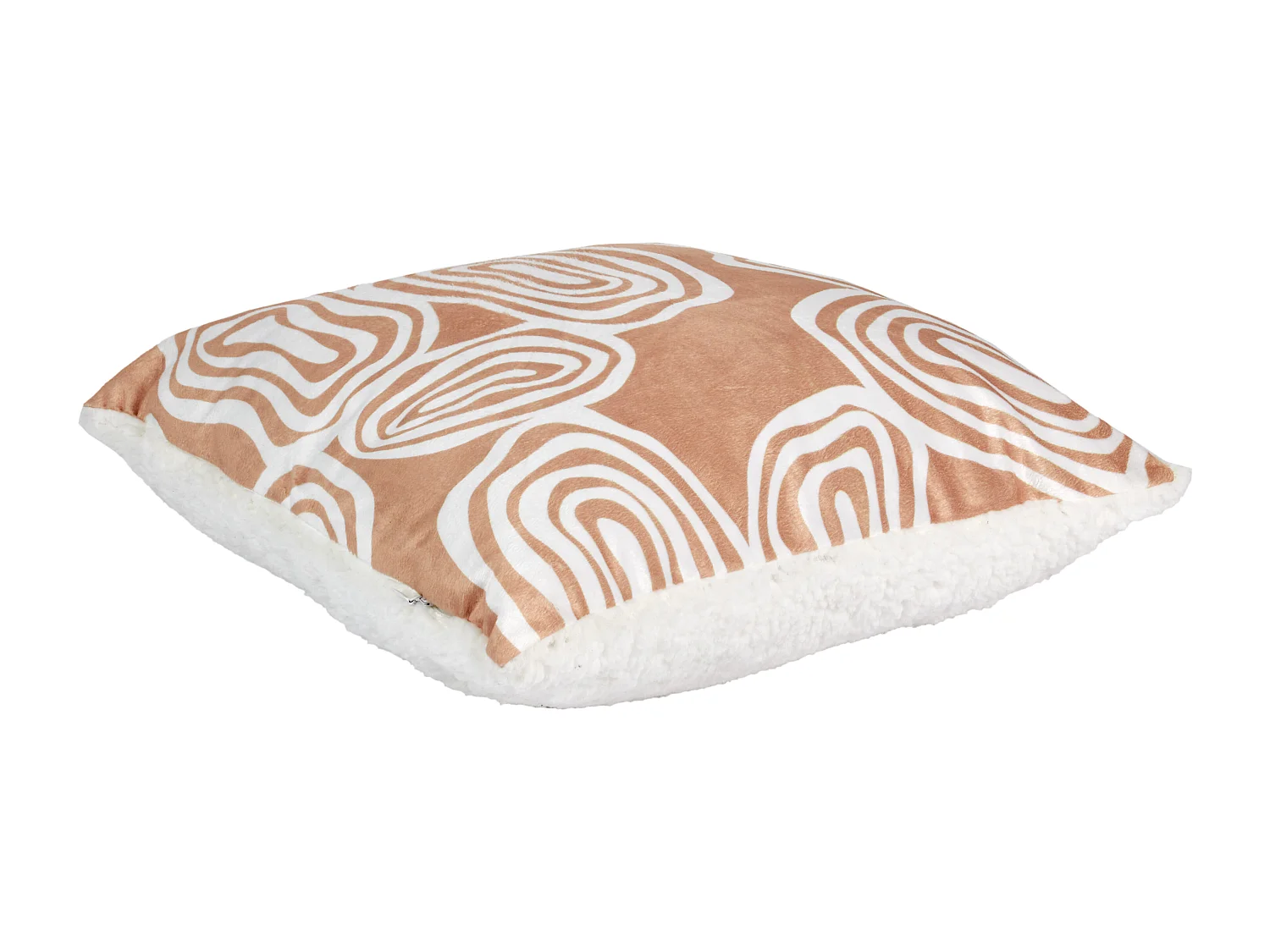Coussin Motif Imprime Beige Blanc 40x40cm Blanc, Beige