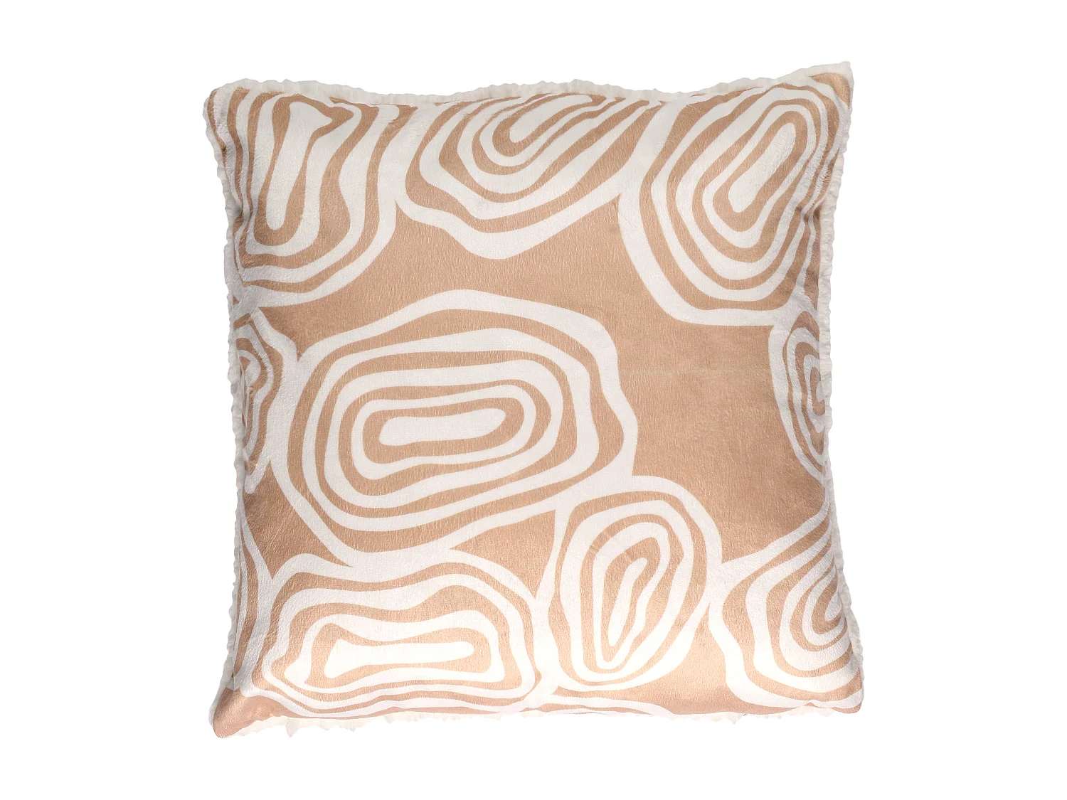 Coussin Motif Imprime Beige Blanc 40x40cm Blanc, Beige