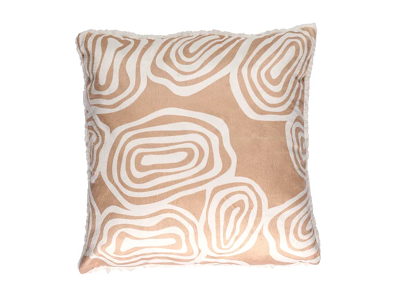 Coussin Motif Imprime Beige Blanc 40x40cm Blanc, Beige