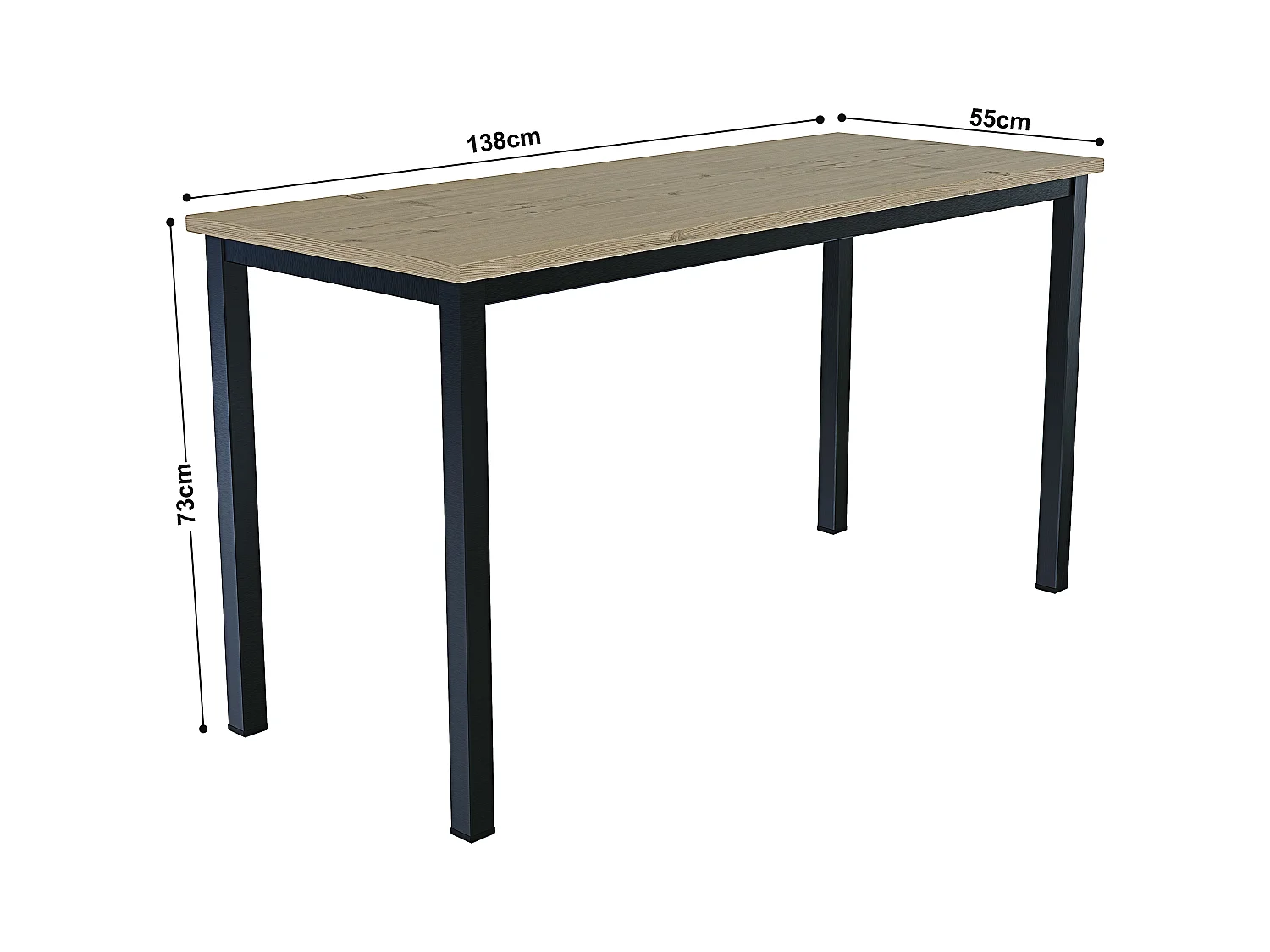 Scrivania Tavolo Da Computer PC In Legno Con Gambe In Metallo Scrittoio Mobile Desk Da Ufficio Studio Cameretta Soggiorno Sala Da Pranzo 138x55x73 Cm Nero Rovere