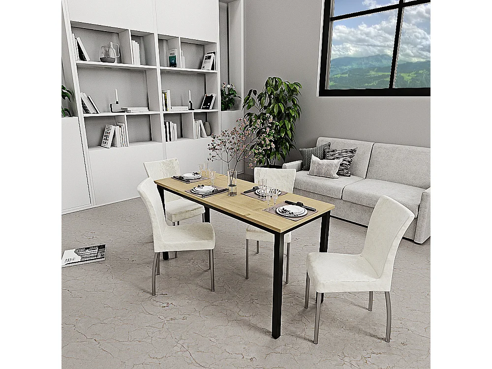 Scrivania Tavolo Da Computer PC In Legno Con Gambe In Metallo Scrittoio Mobile Desk Da Ufficio Studio Cameretta Soggiorno Sala Da Pranzo 138x55x73 Cm Nero Rovere