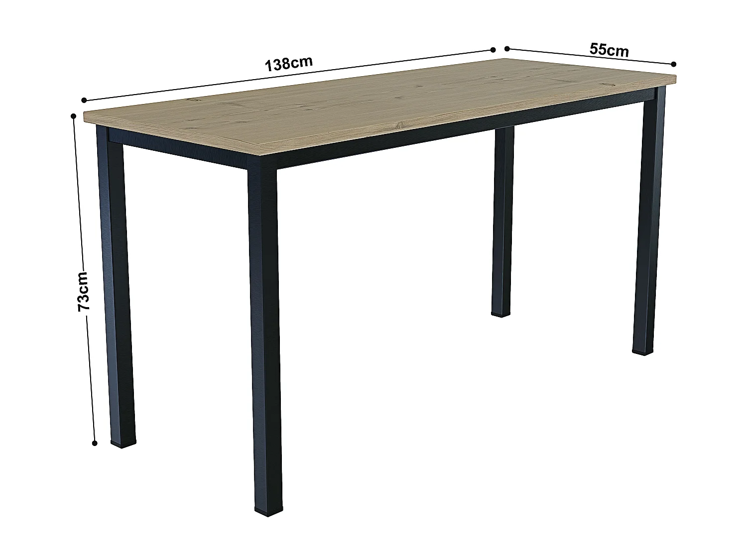 Scrivania Tavolo Da Computer PC In Legno Con Gambe In Metallo Scrittoio Mobile Desk Da Ufficio Studio Cameretta Soggiorno Sala Da Pranzo 138x55x73 Cm Nero Rovere