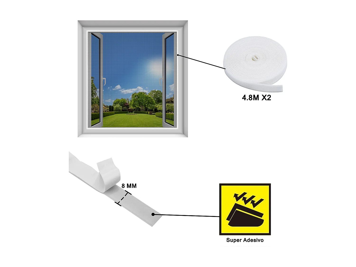 2 Zanzariere Adesive Per Finestra Zanzariera Finestre Con Nastro Adesivo Taglierino Dimensioni Regolabili Facile Installazione 150 x 180 Cm Nero
