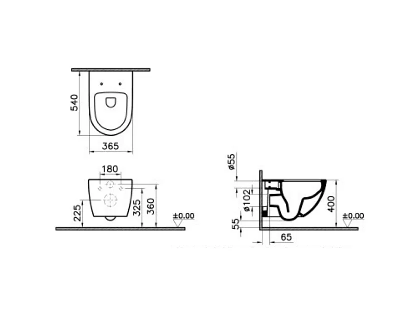 WC suspendu sans bride VITRA Sento blanc mat + abattant