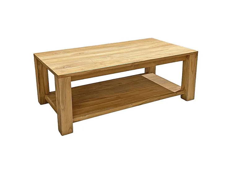 Table basse rectangulaire 110 cm 2 plateaux bois teck – APHRODITE