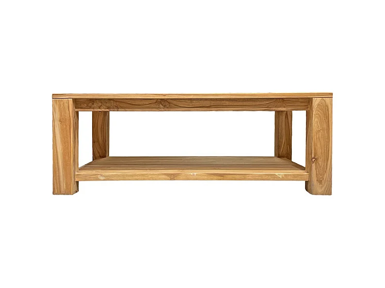 Table basse rectangulaire 110 cm 2 plateaux bois teck – APHRODITE