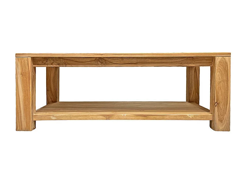 Table basse rectangulaire 110 cm 2 plateaux bois teck – APHRODITE