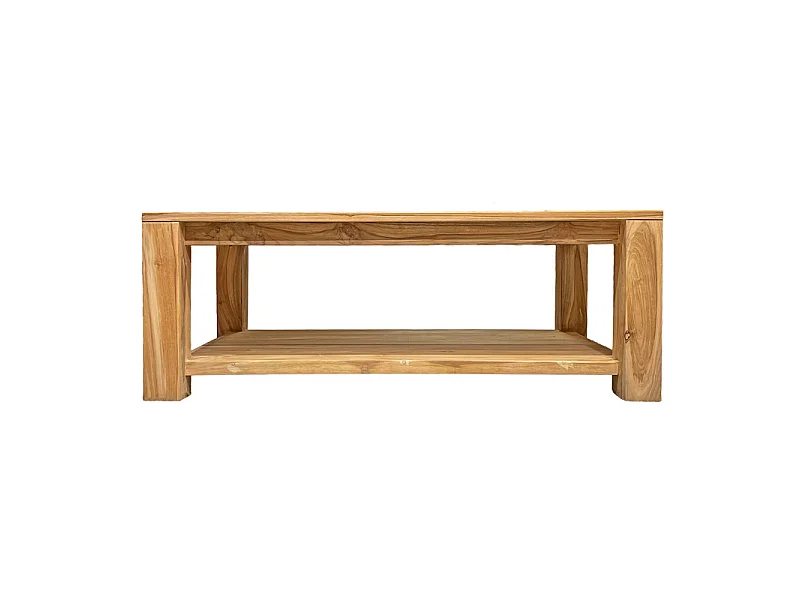 Table basse rectangulaire 110 cm 2 plateaux bois teck – APHRODITE