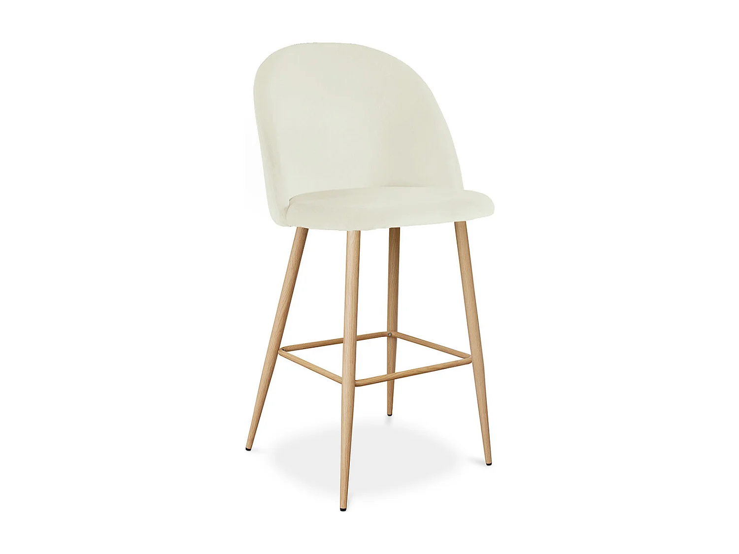 Taburete Tapizado en Terciopelo - Diseño Escandinavo - Evelyne Crema